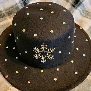 A171-Black Snowflake Felt Fedora